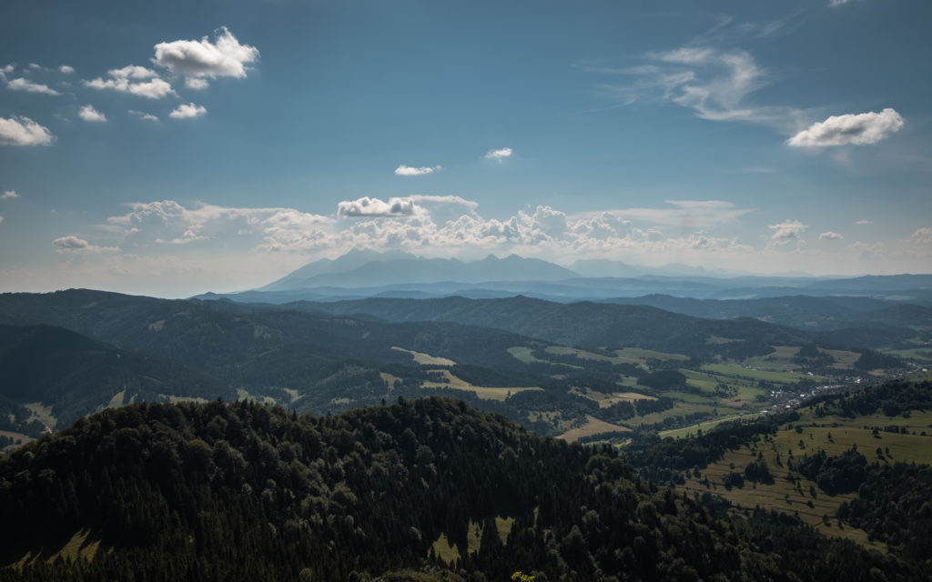 Widok na tatry ze szczytu Wysoka w Pieninach